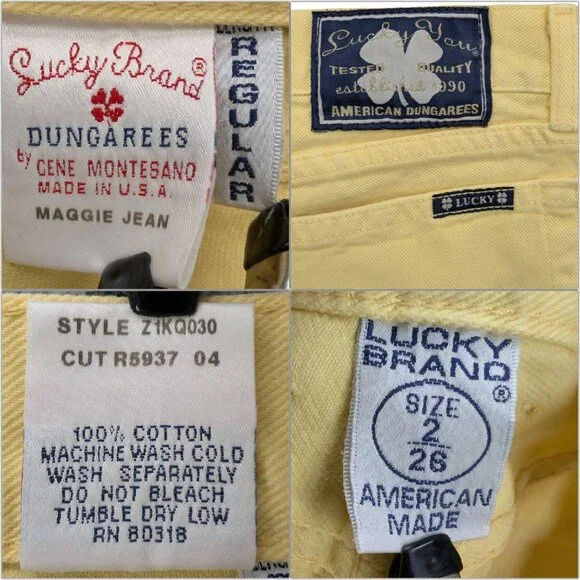 Lucky Brand Maggie Flare Jeans Womens Yellow Cotton Button Fly Denim Size 26 - Picture 6 of 11